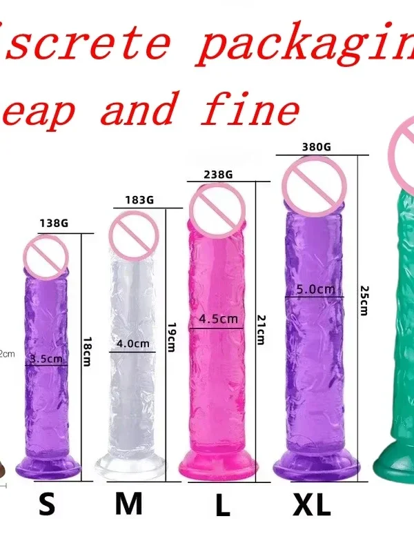 Cheap Women Erotic Anal 5 Colors Big Transparent Dildo Suction Cup Jelly Dick Sex Toys Soft Clitori Vaginal Masturbators Penis