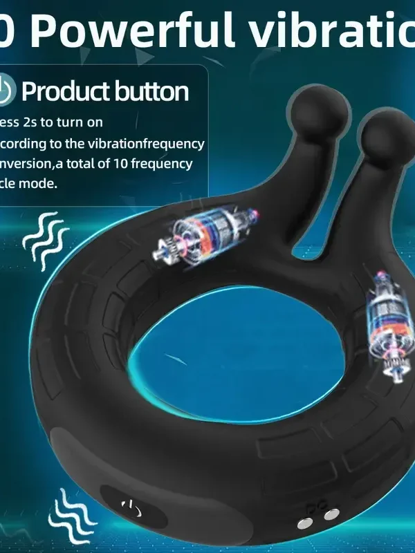 1PC Silicone Penis Ring with 10 Vibrations Clitoris Stimulation Testicles for Men Delay Ejaculation Adult Sexy Toys