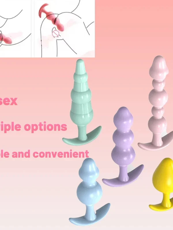 All-in-one butt plug set, five different experiences, adult toy, anal exerciser, silicone material, close to skin, 18+