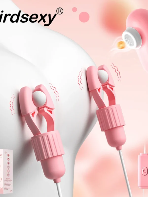 Nipple Clamps Vibrator Breast Massage Tongue Licking Sucking Vibrating Clit Stimulator Female Maturbator Adult Sex Toy For Women
